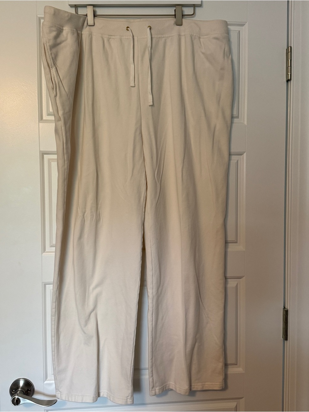 JM Collection Cream Drawstring Track Pants - Picture 2 of 4